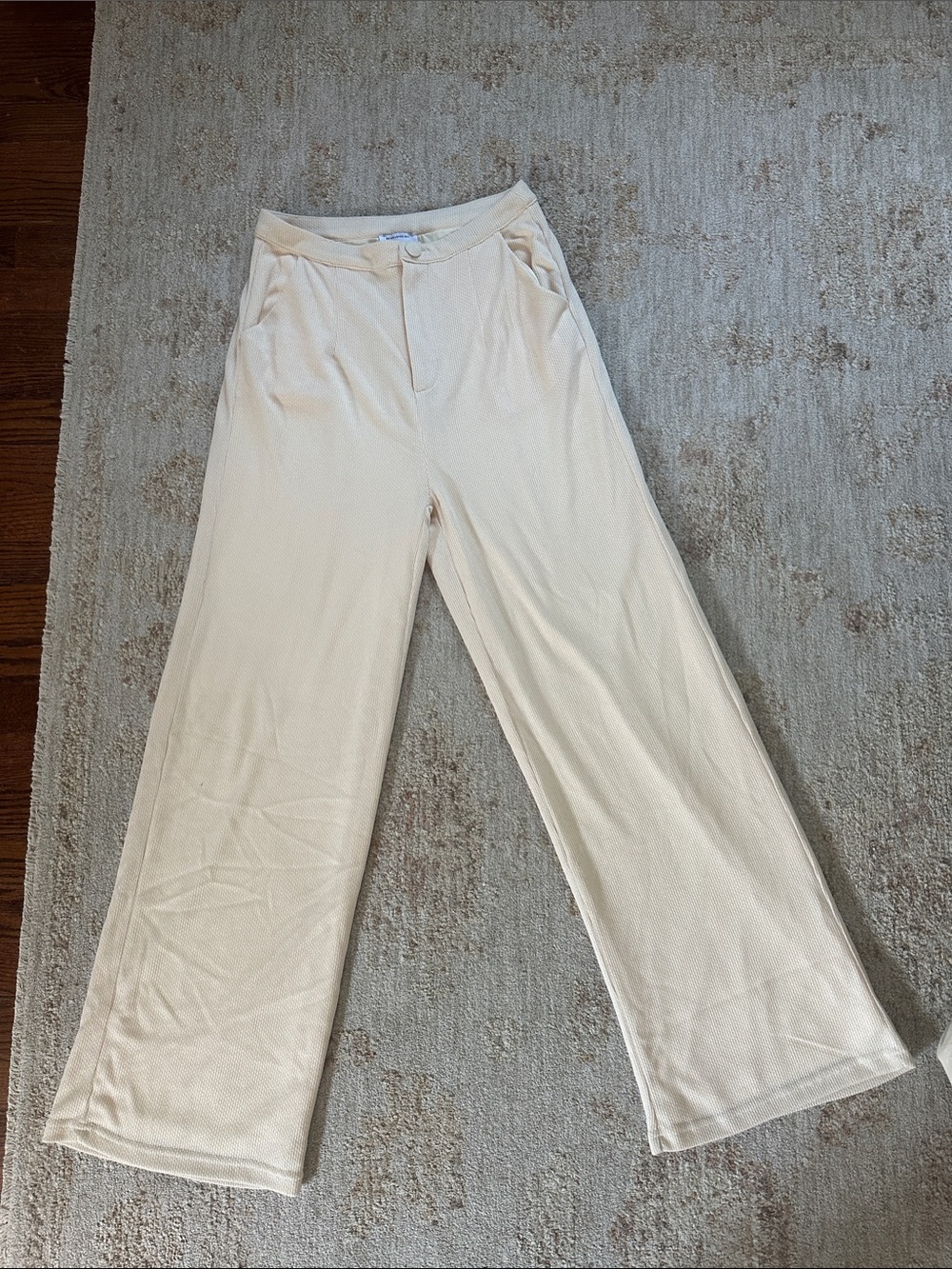 Women's Cream Wide-Leg Trousers
